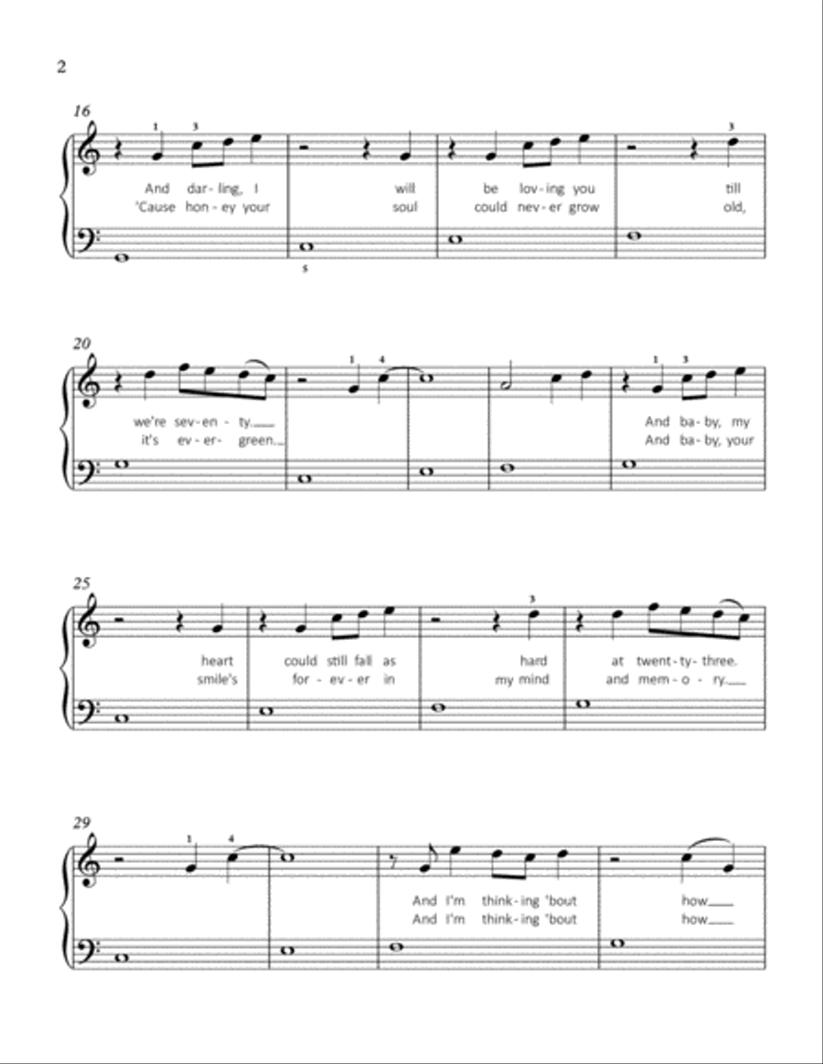 Thinking Out Loud Easy Piano scores gallery preview page 2