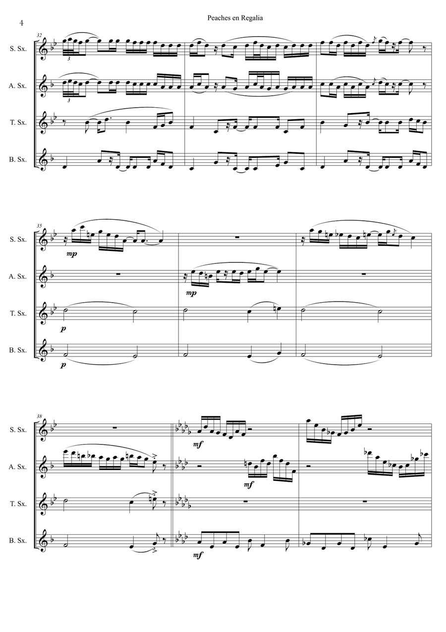 Peaches En Regalia Woodwind Quartet scores gallery preview page 4