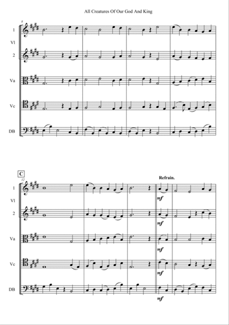 All Creatures Of Our God And King String Orchestra scores gallery preview page 2
