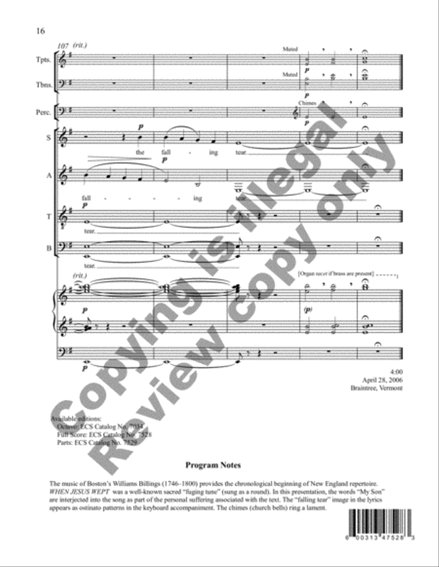 When Jesus Wept (Full/Organ Score) Choir scores gallery preview page 21