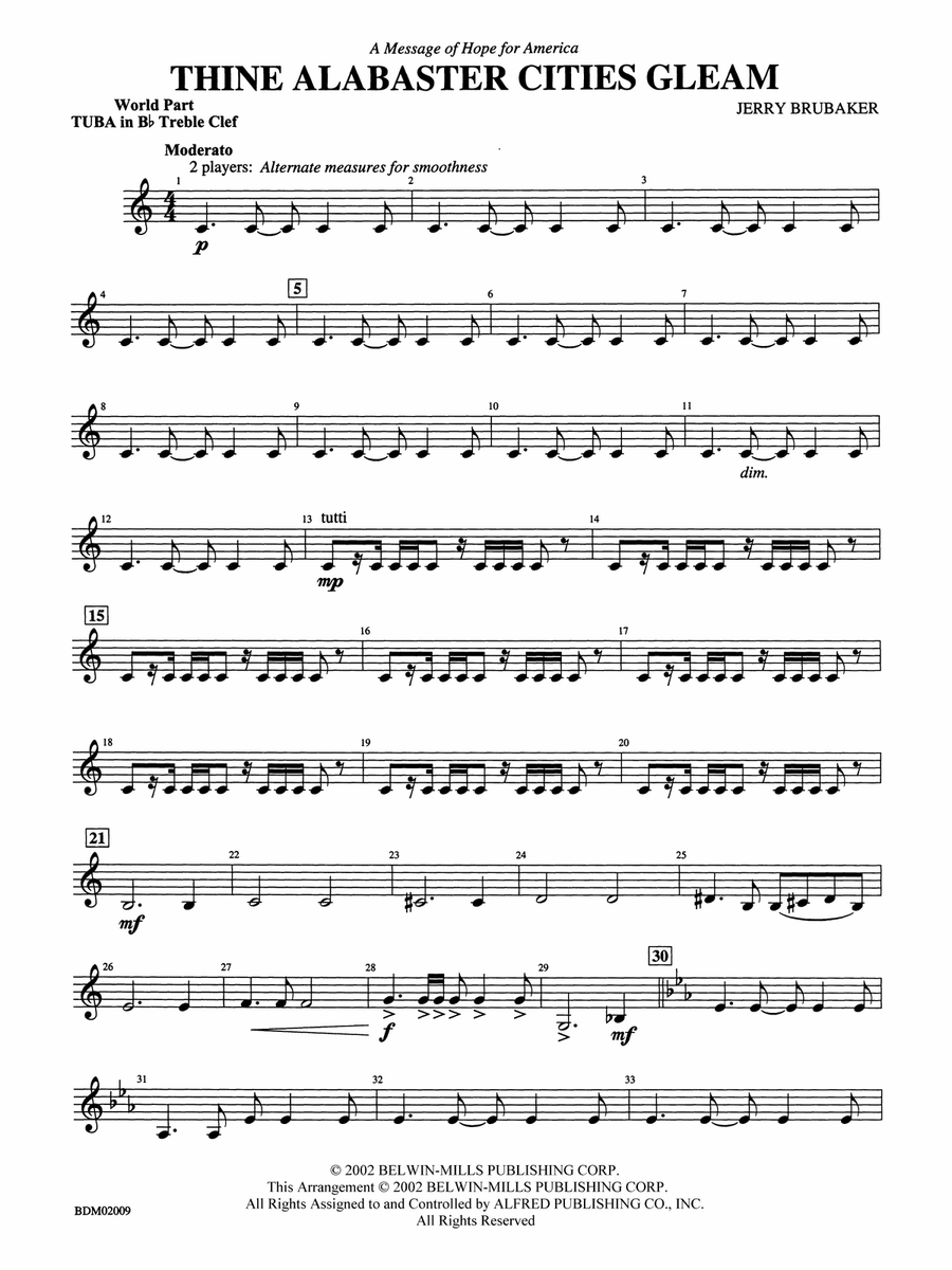 Thine Alabaster Cities Gleam (A Message of Hope for America): (World Part) B-flat Tuba T.C.