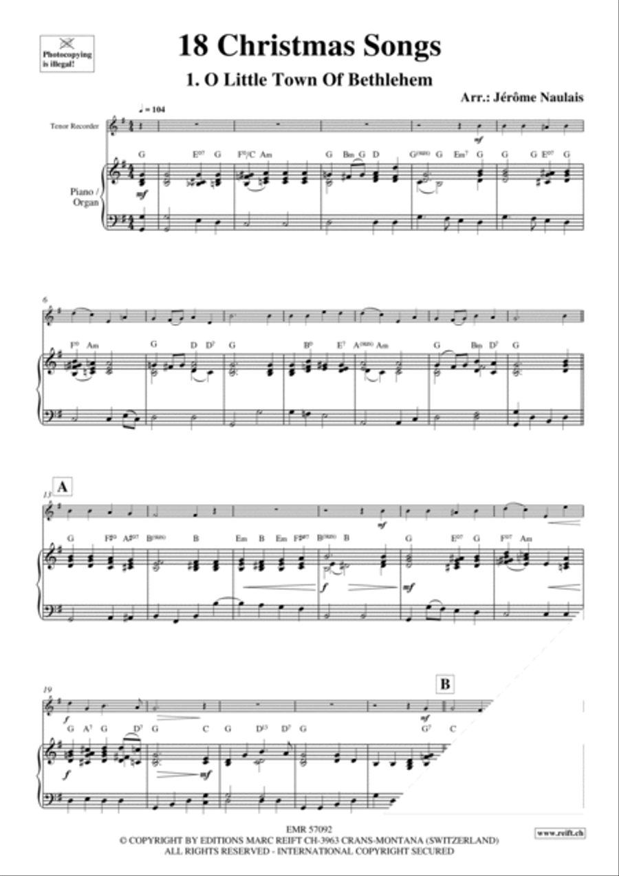 18 Christmas Songs Tenor Recorder scores gallery preview page 4