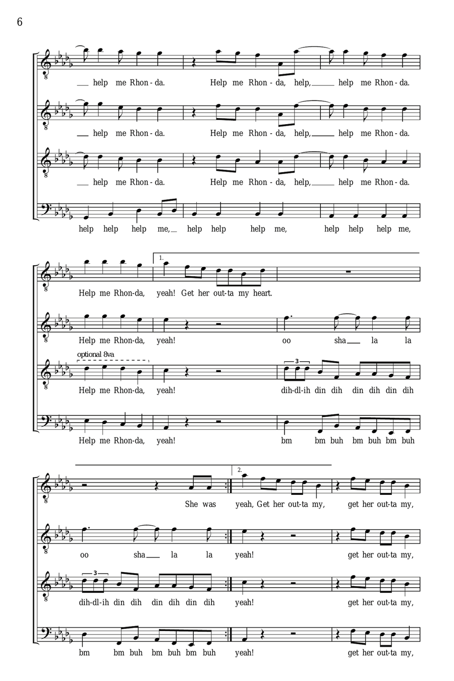 Help Me Rhonda Help Me Rhonda TTBB scores gallery preview page 5