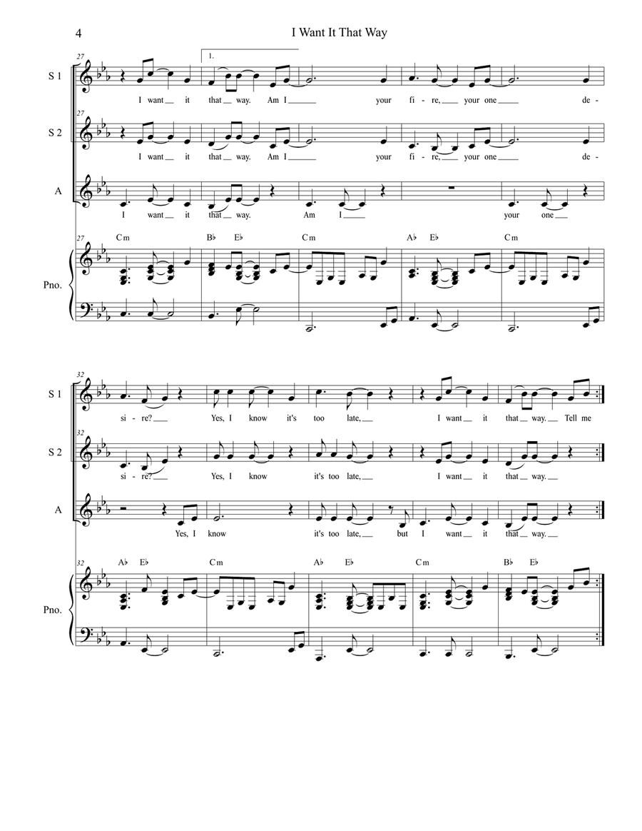 I Want It That Way SSA scores gallery preview page 4