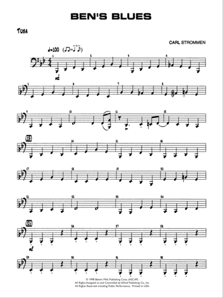 Ben's Blues: Tuba Ben's Blues: Tuba Jazz Ensemble scores gallery preview page 1