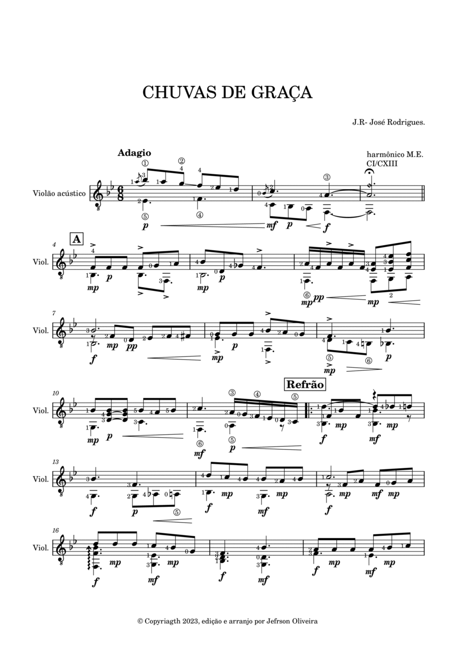 CHUVAS DE GRAÇA CHUVAS DE GRAÇA Acoustic Guitar scores gallery preview page 1