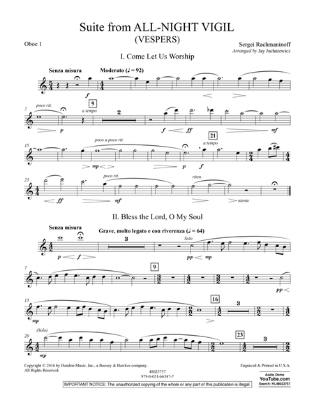 Suite from All-Night Vigil (Vespers) - Oboe 1
