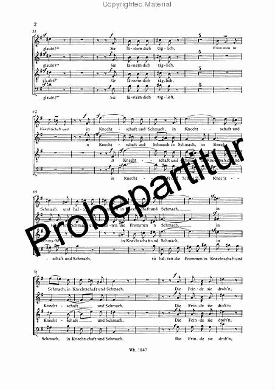 Hymn “Hör mein Bitten, Herr” MWV B 49 4-Part scores gallery preview page 3