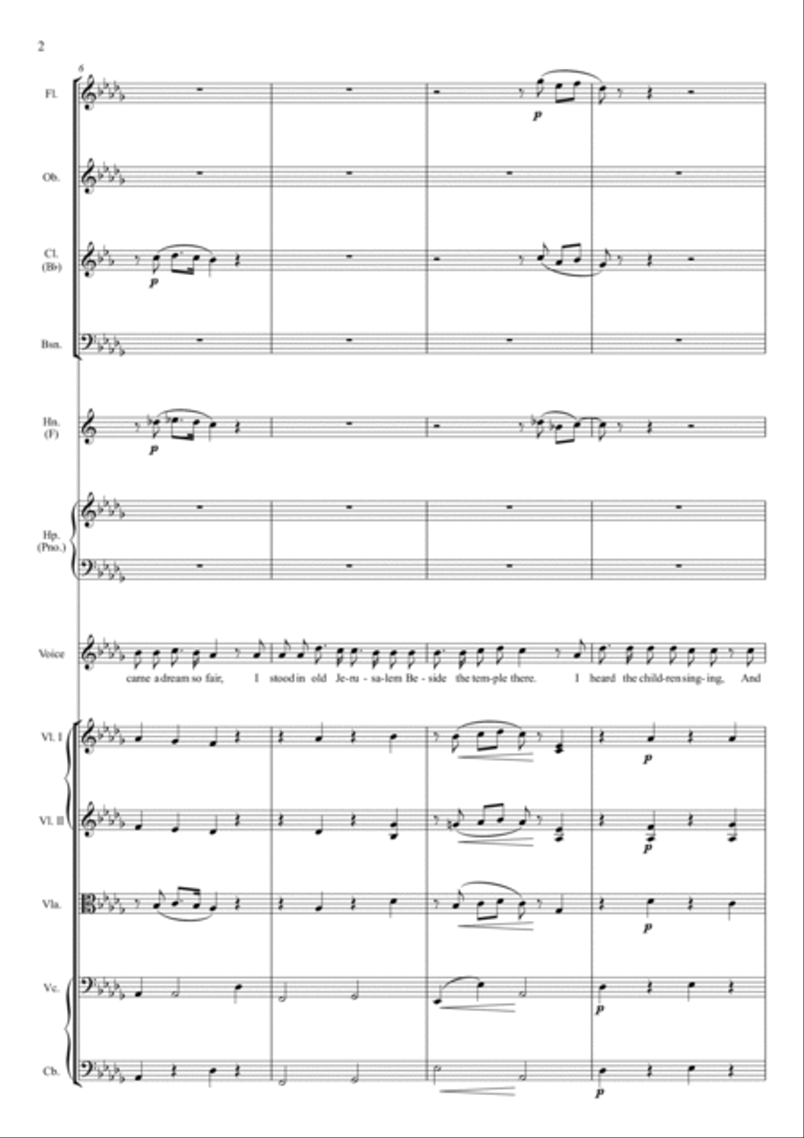 The Holy City for High Voice and Chamber Ensemble in D Flat Major - Score Only