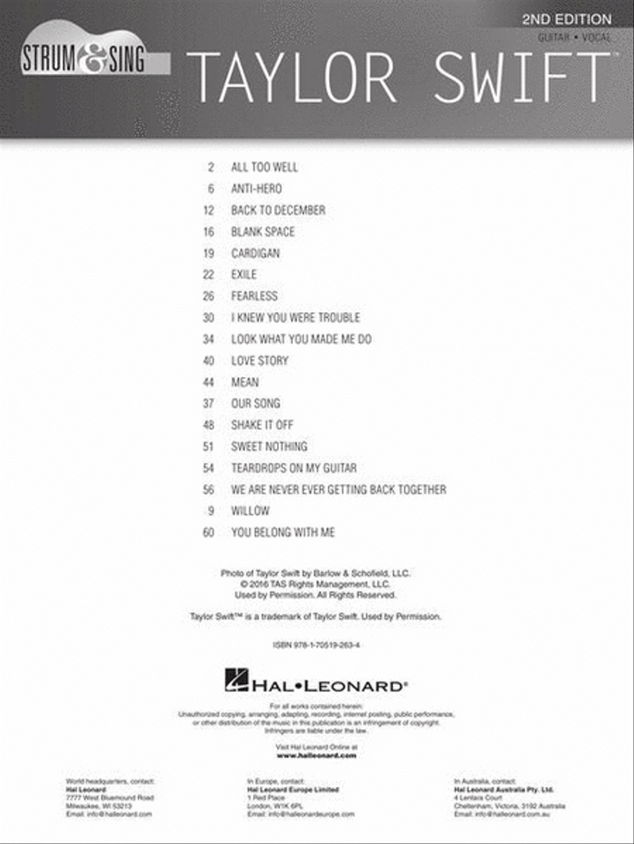 Strum & Sing Taylor Swift – 2nd Edition Electric Guitar scores gallery preview page 3