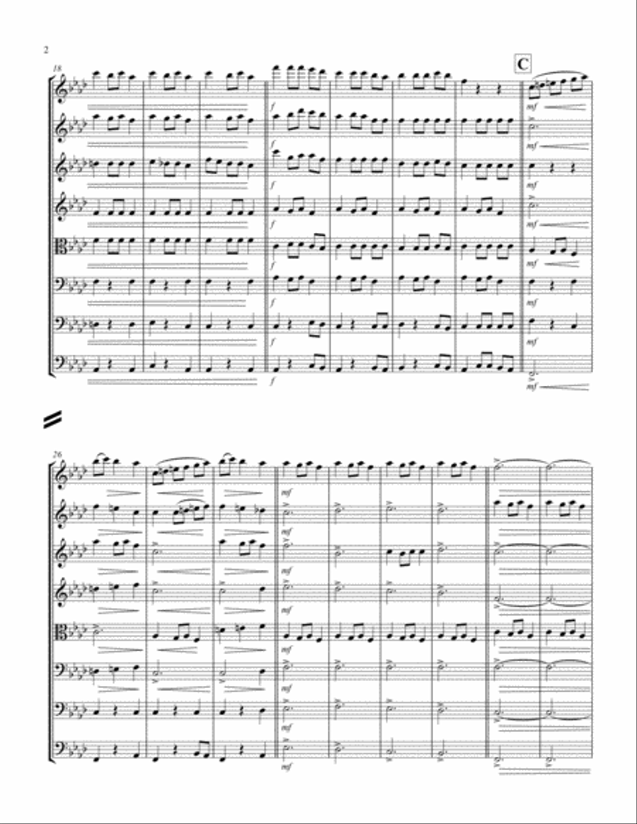 Carol of the Bells (F min) (String Octet - 4 Violin, 1 Viola, 2 Cello, 1 Bass) Cello scores gallery preview page 2