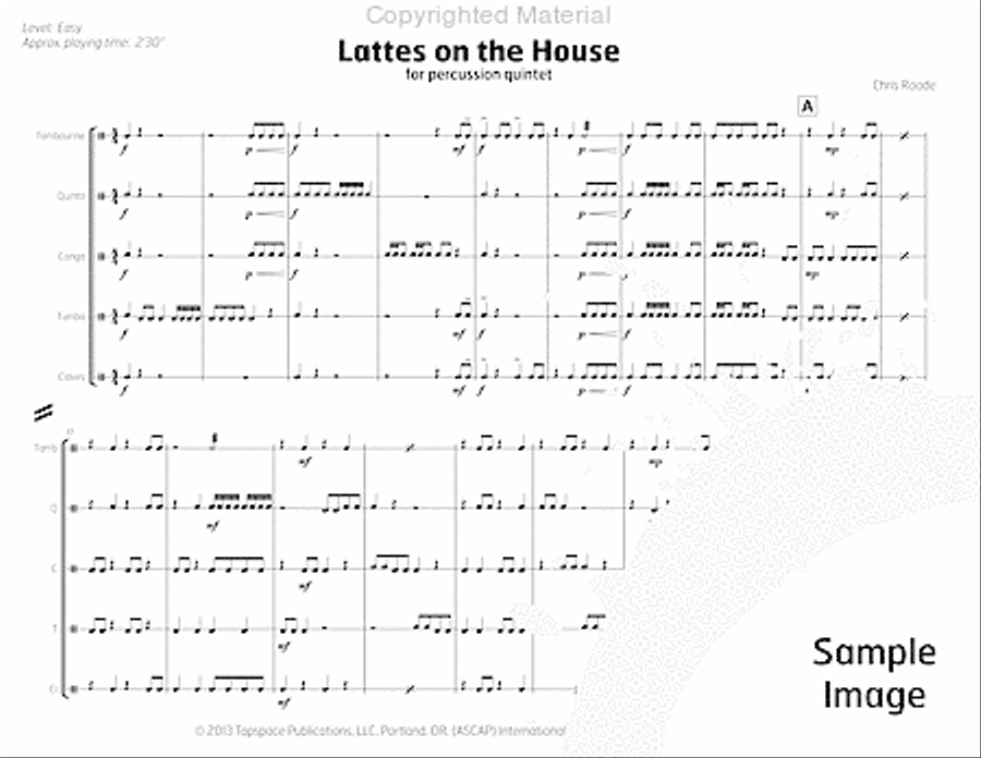 Lattes on the House Lattes on the House Percussion Ensemble scores gallery preview page 5
