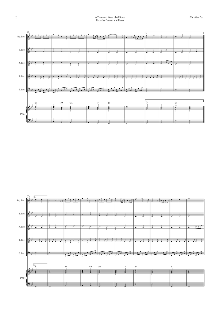 A Thousand Years Recorder scores gallery preview page 2