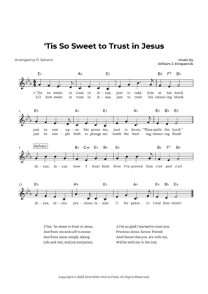 'Tis So Sweet to Trust in Jesus (Key of E-Flat Major)