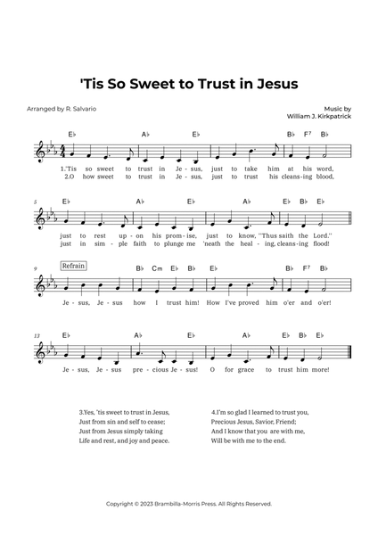 'Tis So Sweet to Trust in Jesus (Key of E-Flat Major) image number null