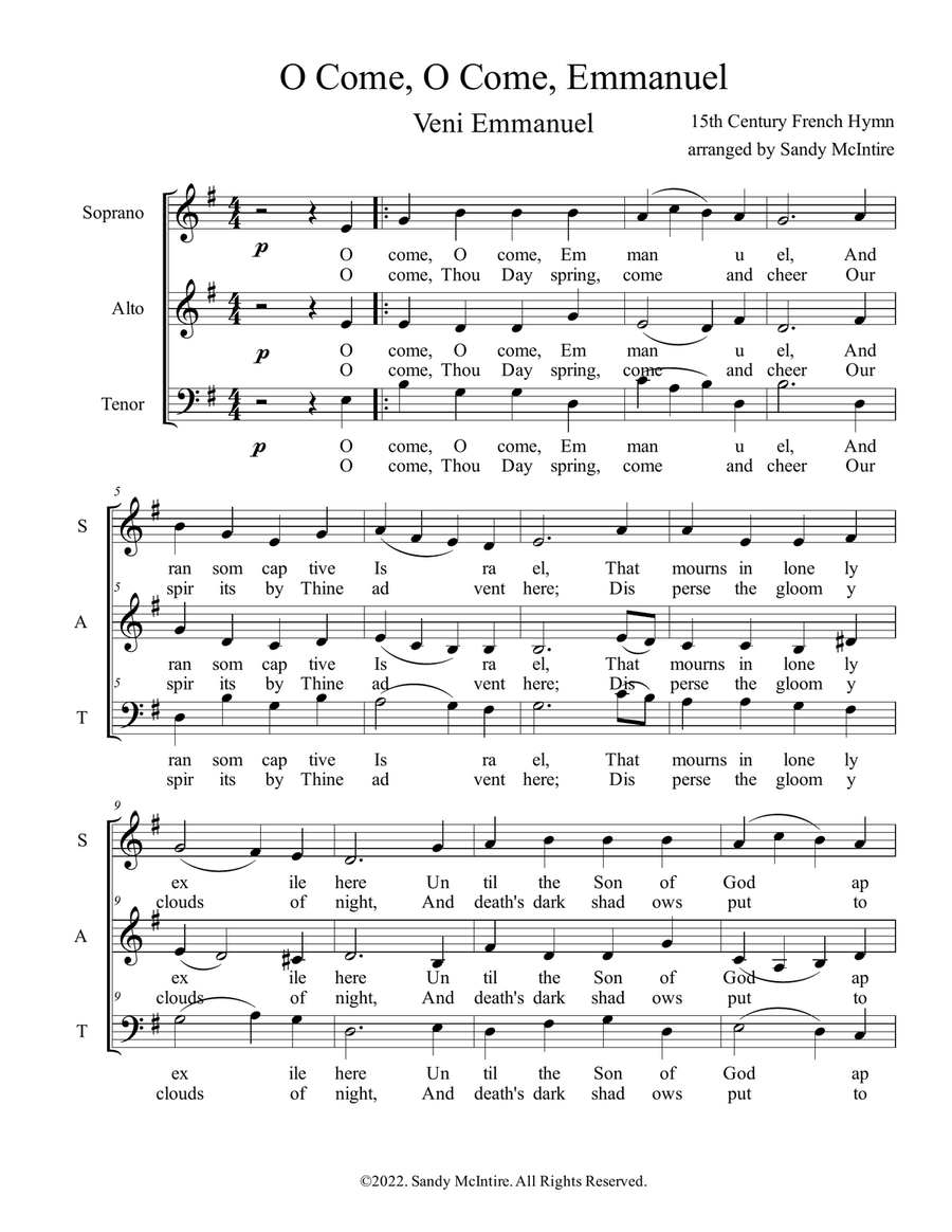 O Come, O Come, Emmanuel 3-Part scores gallery preview page 5