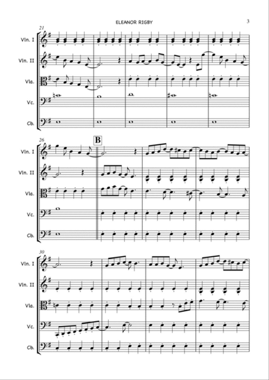 Eleanor Rigby Eleanor Rigby String Quartet scores gallery preview page 3