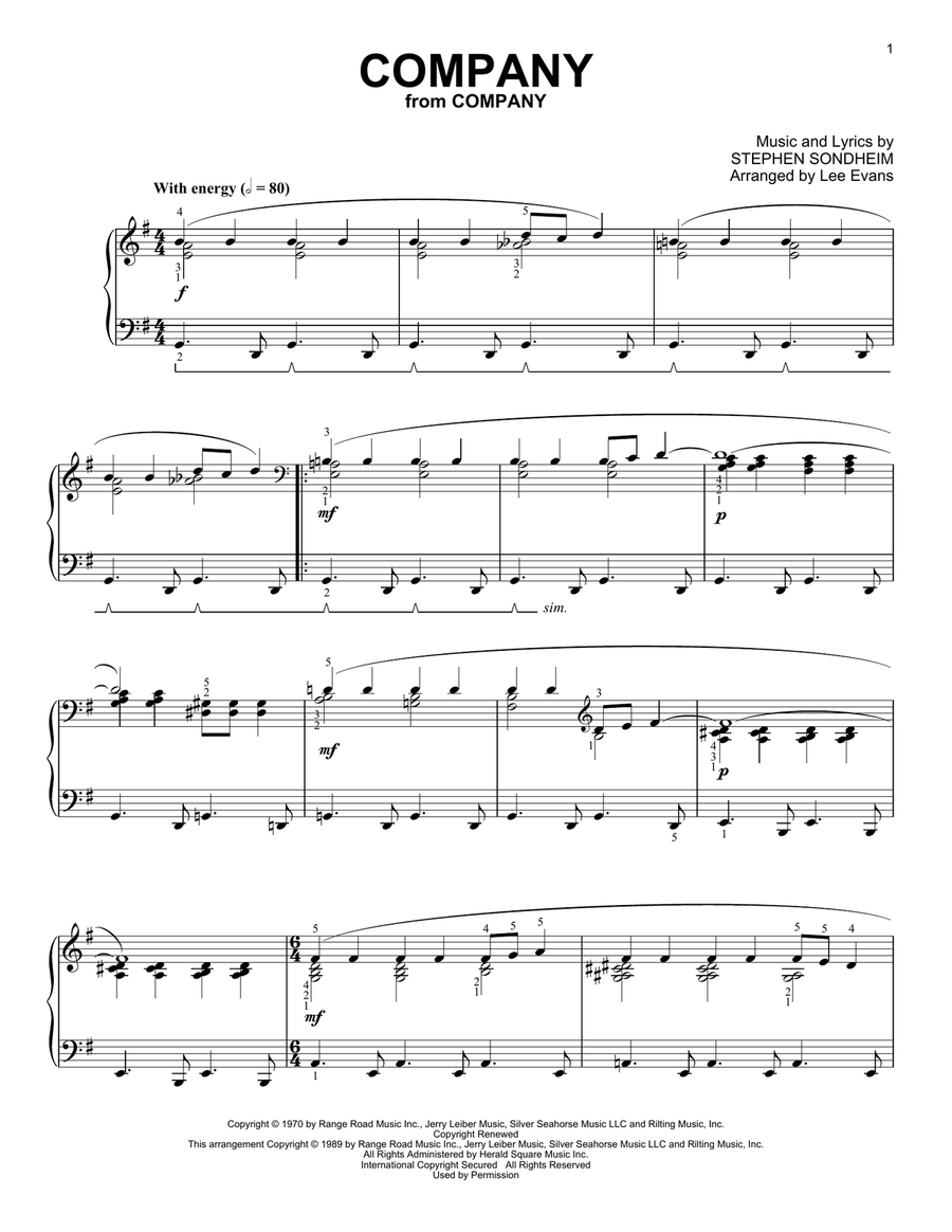 Company (from Company) (arr. Lee Evans)