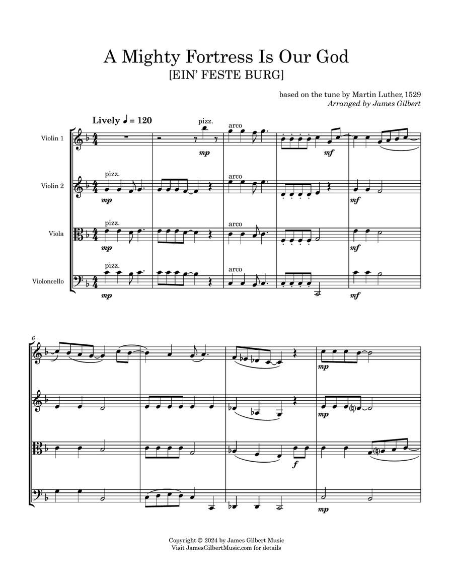 A Mighty Fotress (inspired by the hymn tune EIN' FESTE BURG) String Quartet scores gallery preview page 5