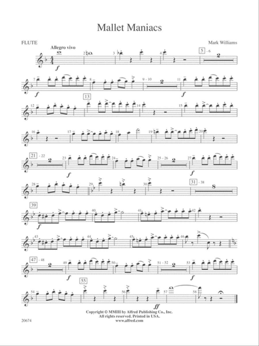 Mallet Maniacs: Flute Concert Band scores gallery preview page 1