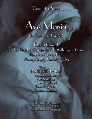 Book cover for Ave Maria - Gounod & Bach (for Saxophone Quintet SATTB)