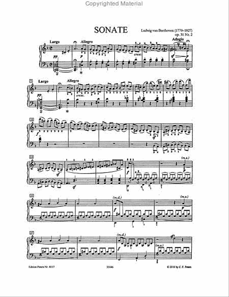 Piano Sonata No. 17 in D minor Op. 31 No. 2 The Tempest