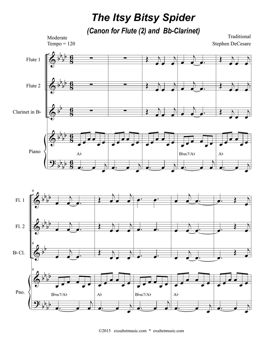 The Itsy Bitsy Spider (Duet for Flute and Bb-Clarinet) Woodwind Duet scores gallery preview page 2