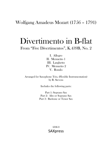 Divertimento in B-Flat, K.439b no 2 image number null