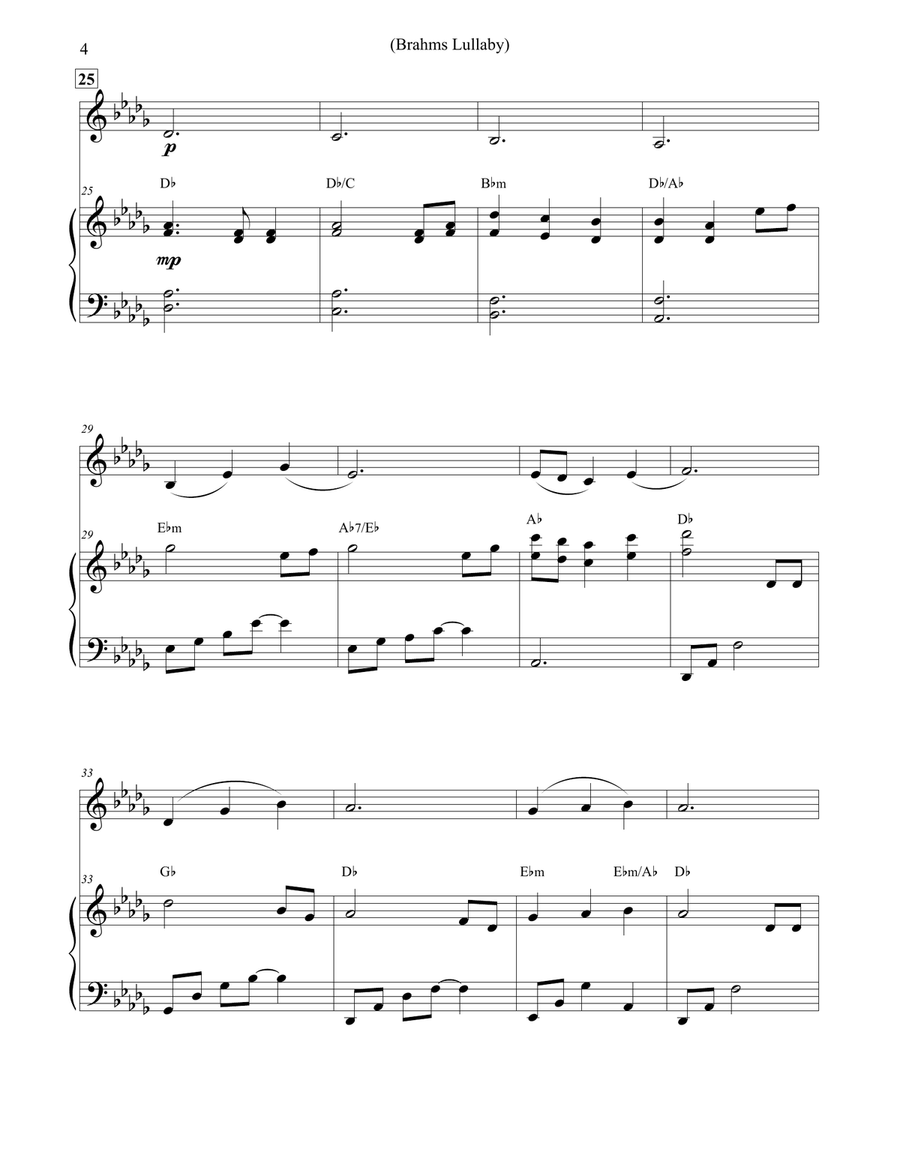 Brahms Lullaby - Violin & Piano Violin Solo scores gallery preview page 4