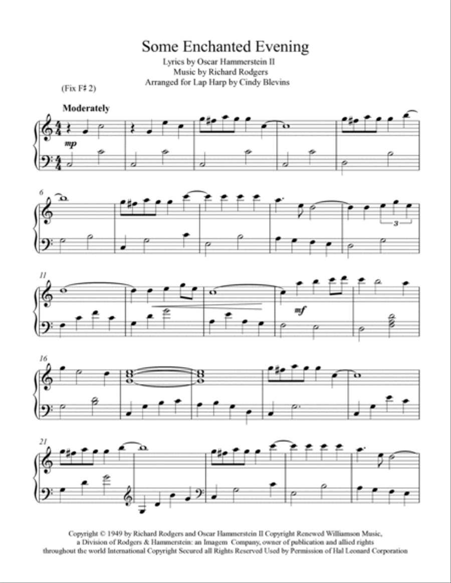 Some Enchanted Evening Celtic Harp scores gallery preview page 2