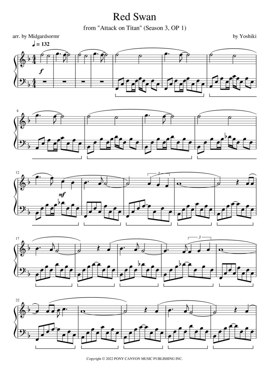 Red Swan Piano Solo scores gallery preview page 1