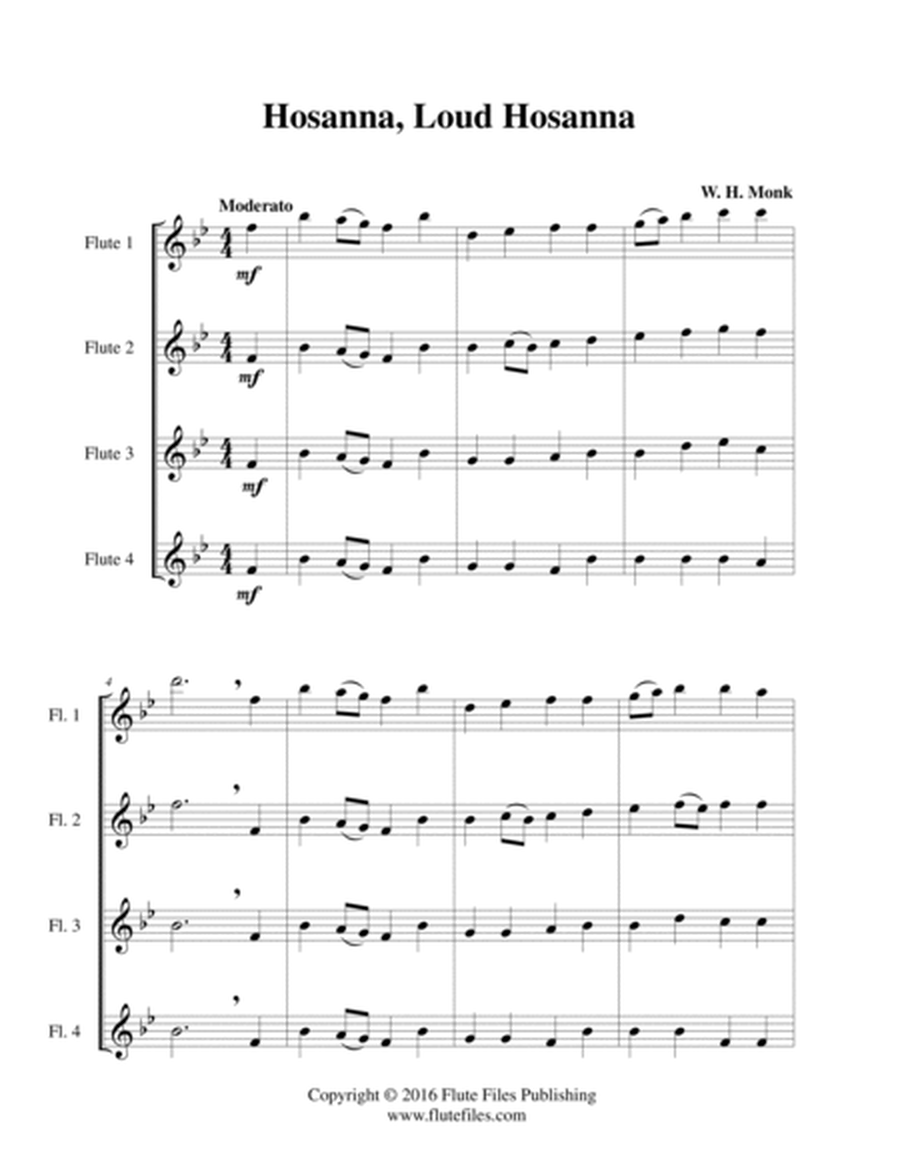 Hosanna, Loud Hosanna - Flute Quartet image number null