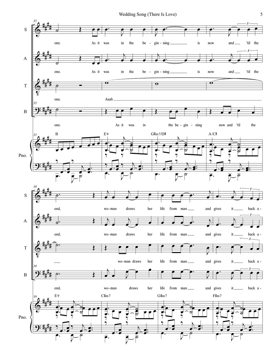 Wedding Song (there Is Love) Piano, Vocal scores gallery preview page 5