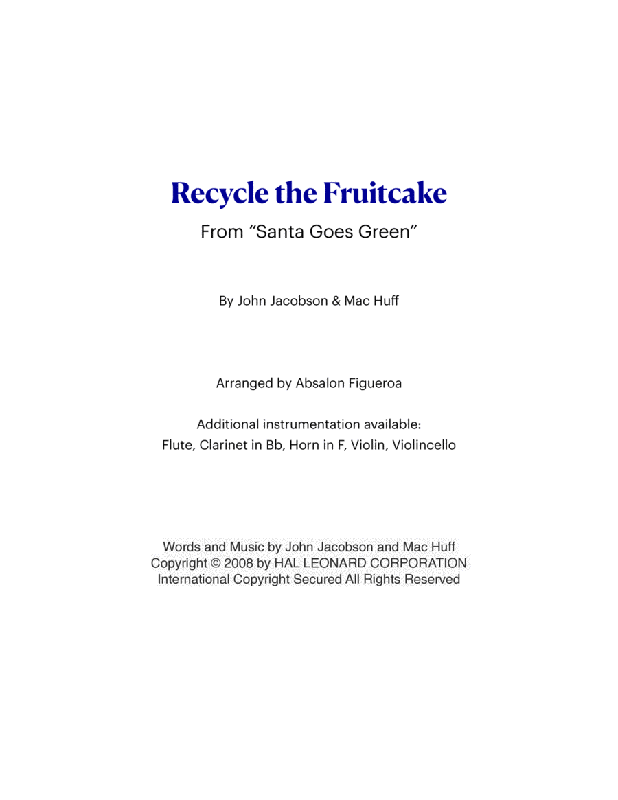 Recycle The Fruitcake TTBB scores gallery preview page 1