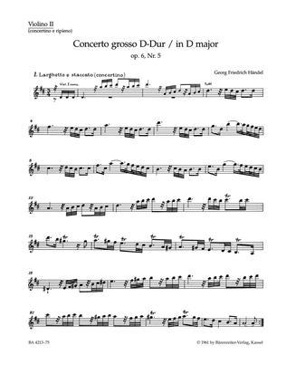 Concerto grosso D major, Op. 6/5 HWV 323