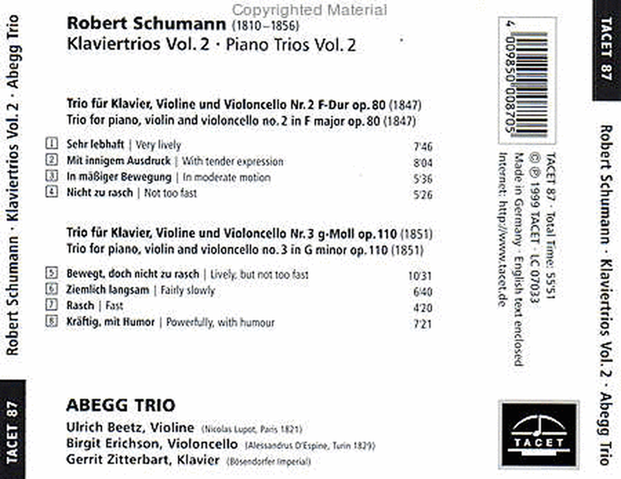 Volume 2: Schumann Piano Trios