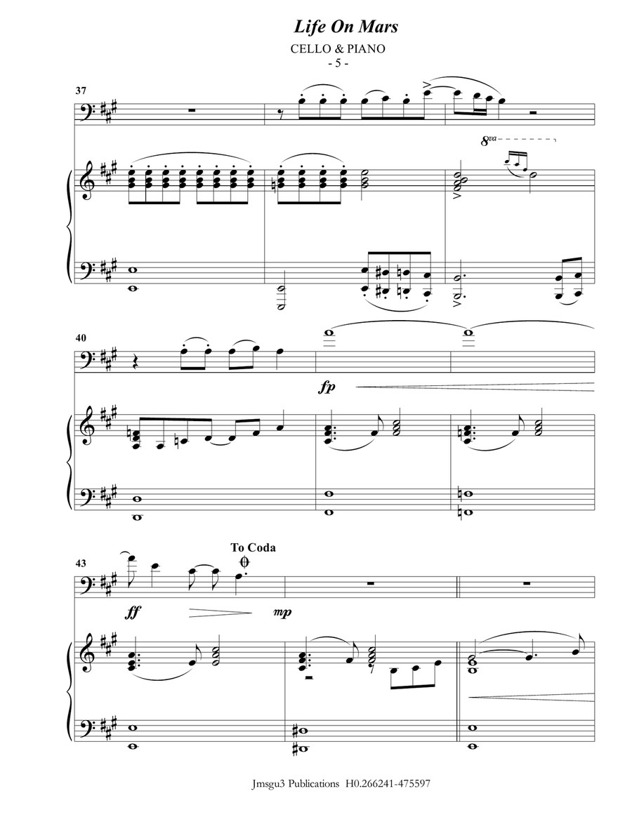 Life On Mars Piano scores gallery preview page 5