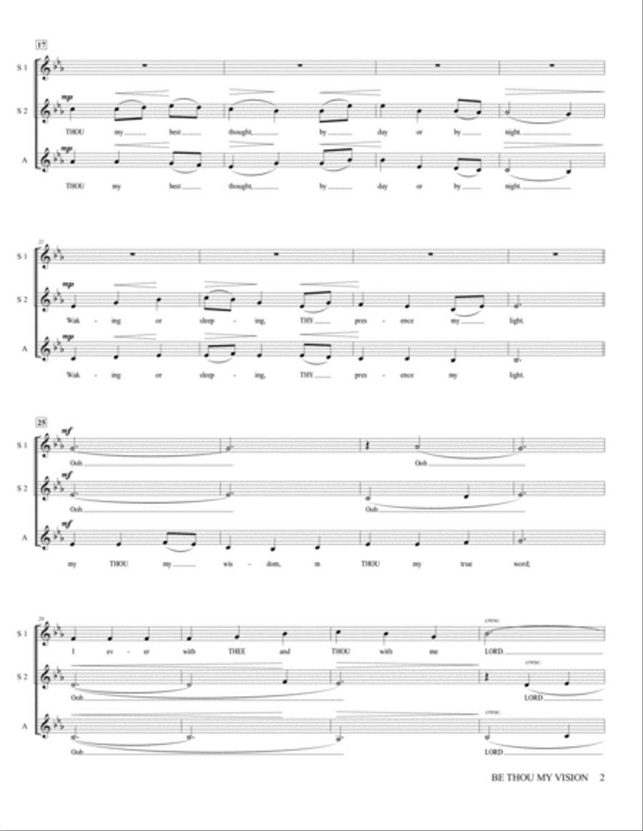 BE THOU MY VISION - SSA Acappella SSA scores gallery preview page 2