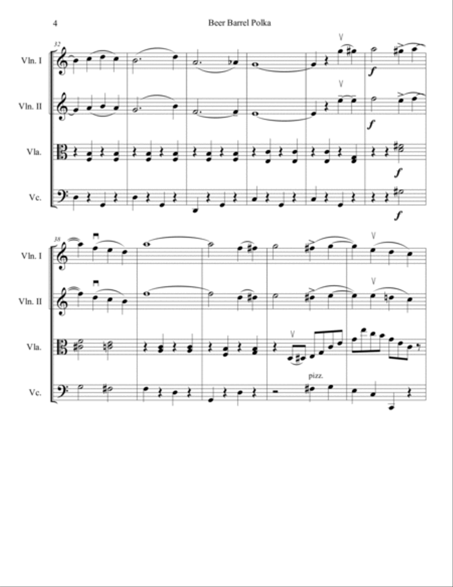 Rosamunde (Beer Barrel Polka) String Quartet scores gallery preview page 4