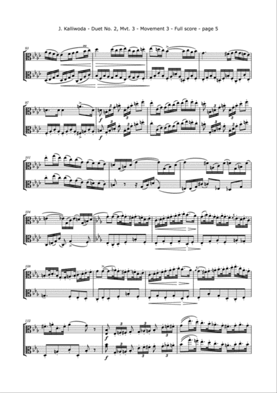 Kalliwoda, J. - Duet No.2, Mvt. 3, Op. 70 for Two Violas String Duet scores gallery preview page 5