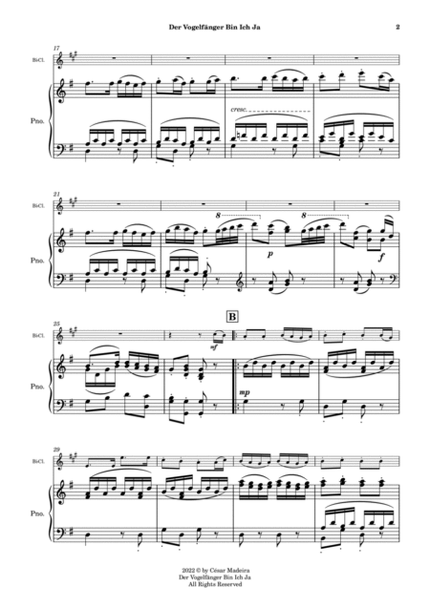 Der Vogelfänger Bin Ich Ja - Bb Clarinet and Piano (Full Score) image number null