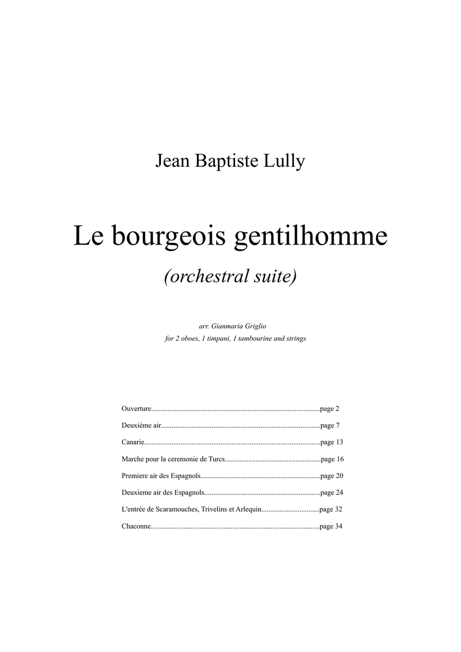 Lully - Le Bourgeois gentilhomme Suite String Orchestra scores gallery preview page 1