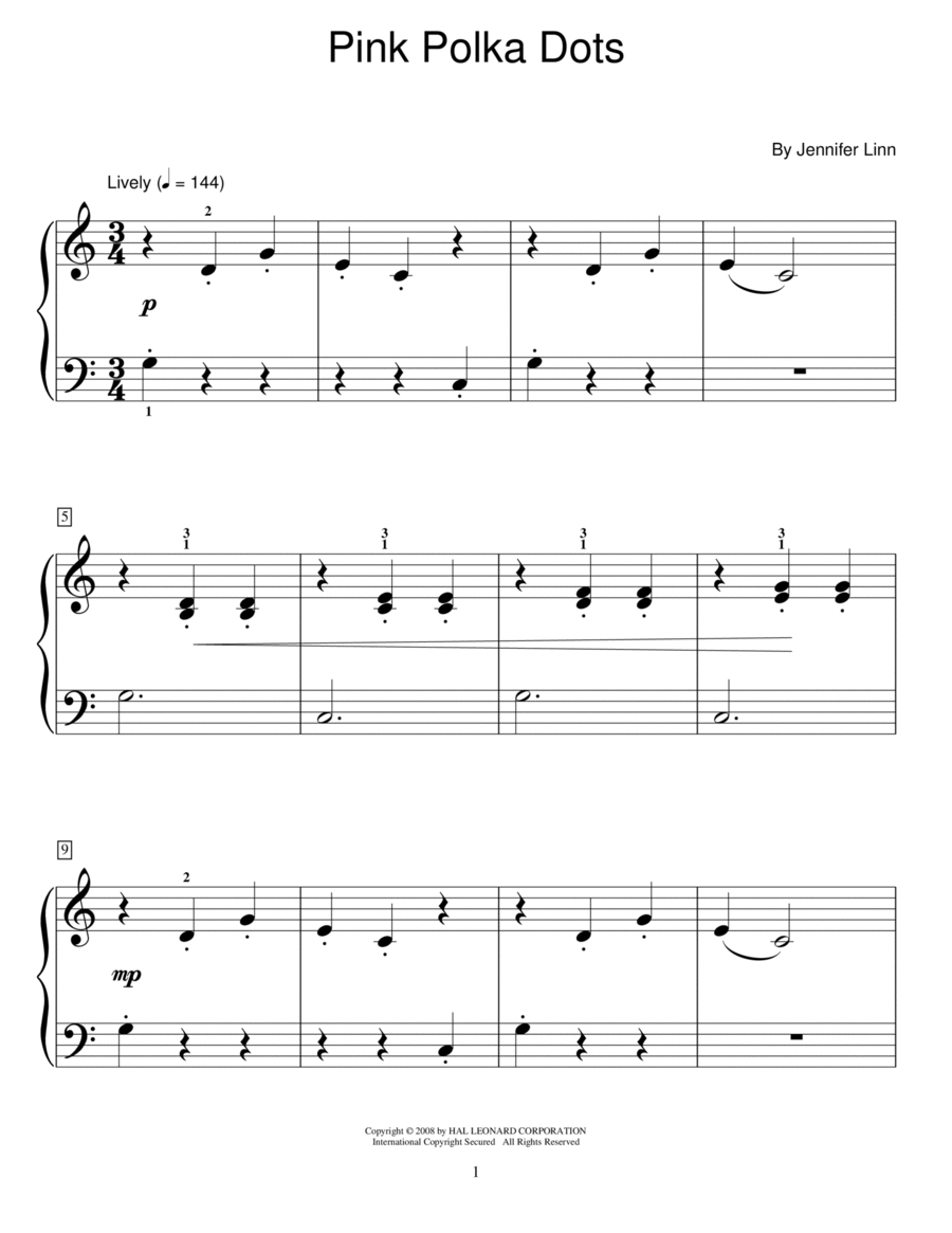 Pink Polka Dots Piano Method scores gallery preview page 1