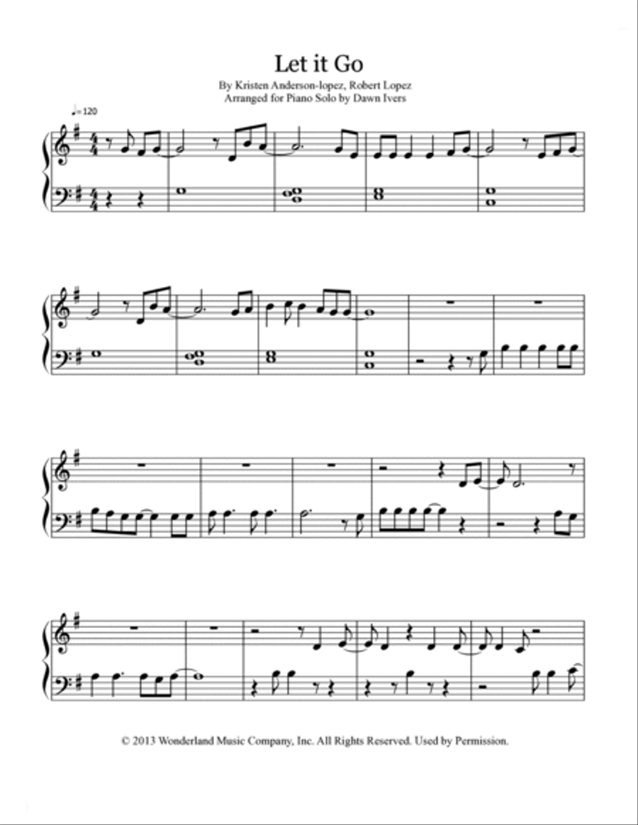 Let It Go Piano Solo scores gallery preview page 2