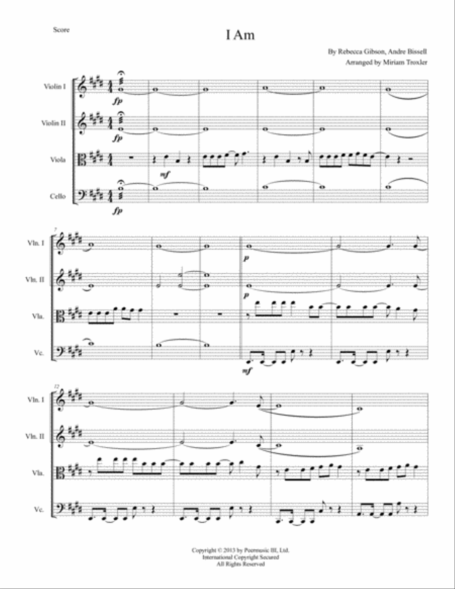 I Am String Quartet scores gallery preview page 1