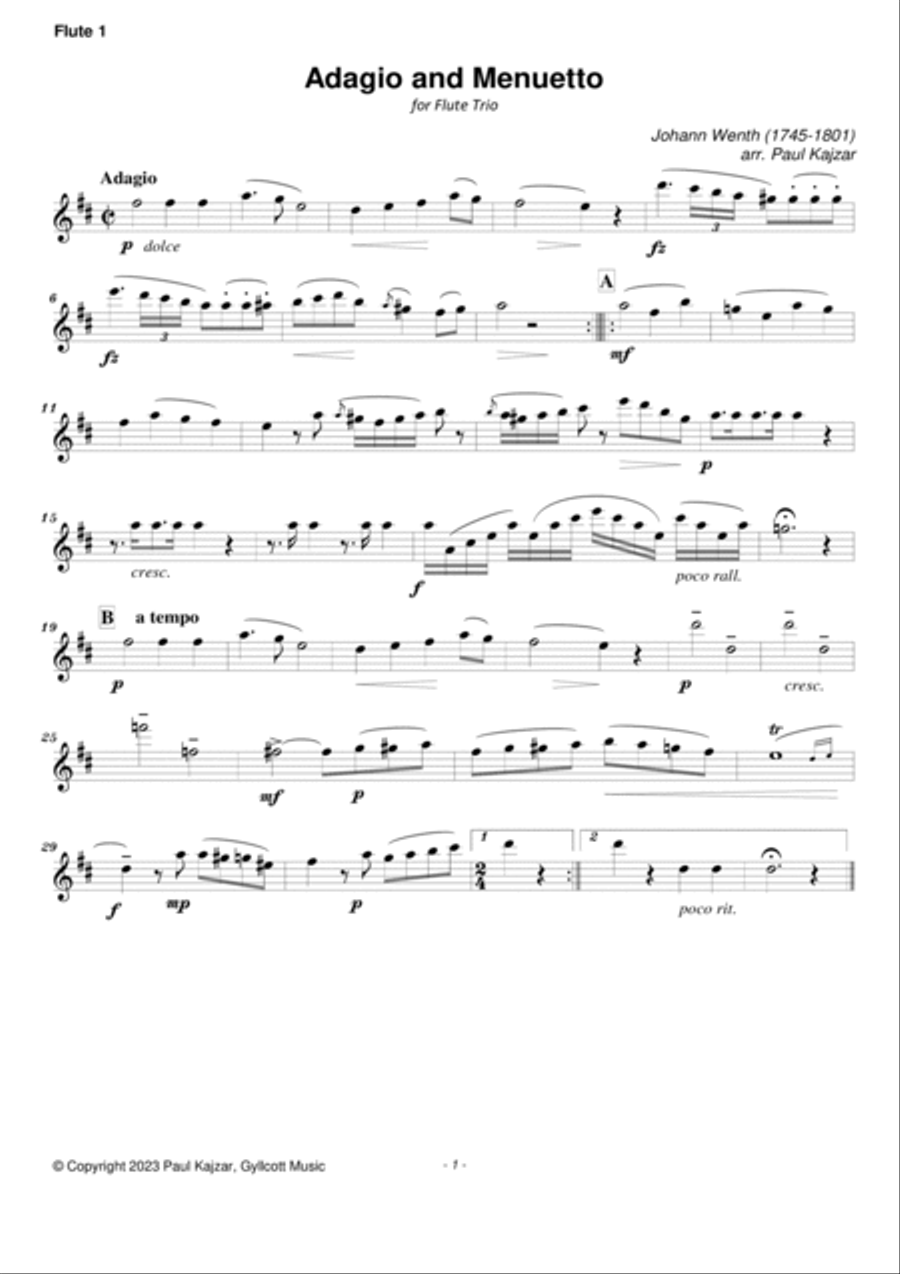 Adagio and Menuetto (Flute Trio) Flute Trio scores gallery preview page 5