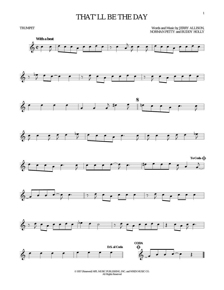 That'll Be The Day Trumpet Solo scores gallery preview page 1