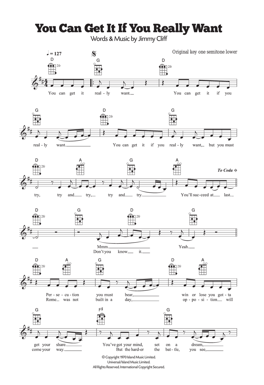 You Can Get It If You Really Want Ukulele scores gallery preview page 1