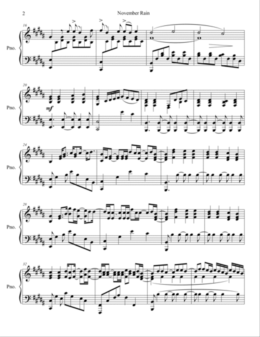 November Rain Piano Solo scores gallery preview page 3