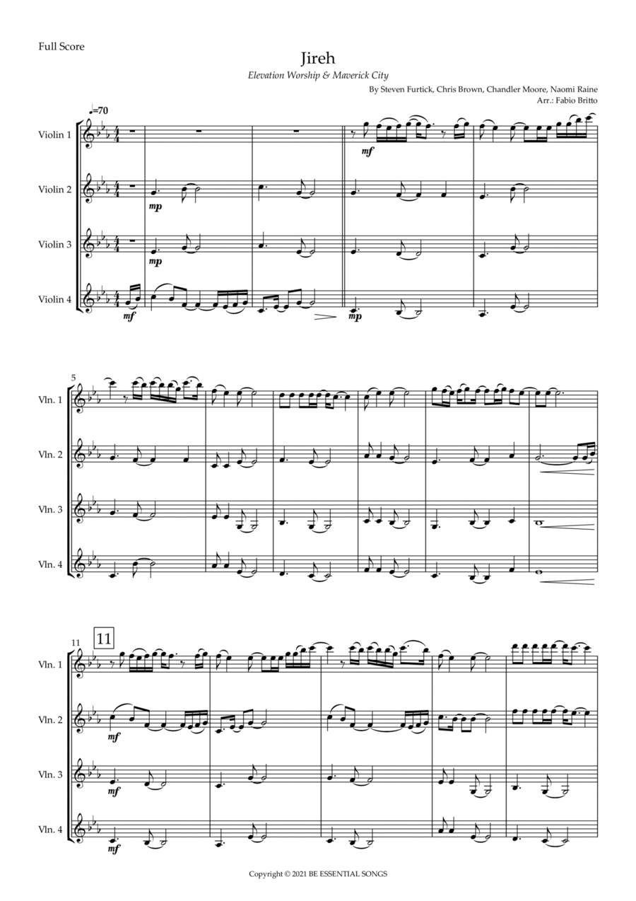 Jireh Jireh String Quartet scores gallery preview page 1